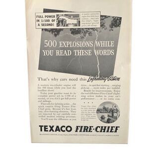 Vintage 1936 Texaco Fire Chief 500 Explosions Ad Advertisement